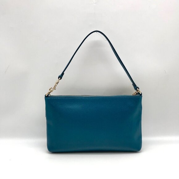 Coach Teal Crossgrain Leather Pop Pouch - Picture 2 of 10